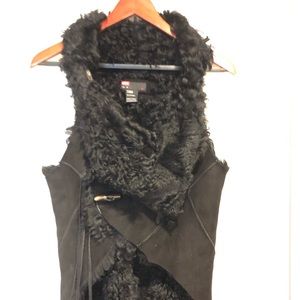 Diesel S/P black suede and fur vest